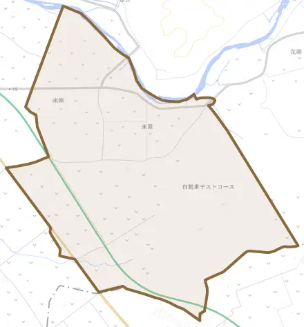 米原とその周辺の地図。町の範囲を重ねている
