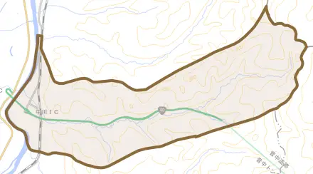 字琴平とその周辺の地図。町の範囲を重ねている