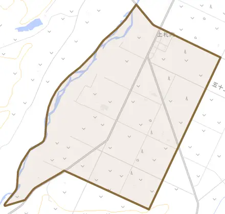 上札内とその周辺の地図。町の範囲を重ねている