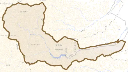 南札内とその周辺の地図。町の範囲を重ねている