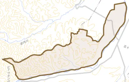 西札内とその周辺の地図。町の範囲を重ねている