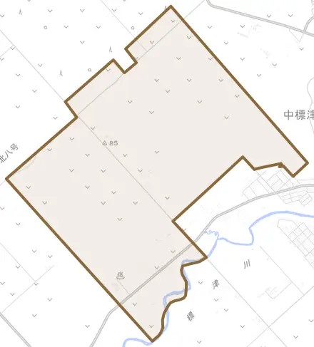 りんどう町とその周辺の地図。町の範囲を重ねている