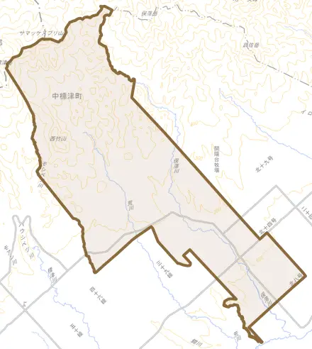 字俣落とその周辺の地図。町の範囲を重ねている