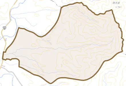 字旭台とその周辺の地図。町の範囲を重ねている