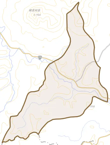 字上頓別とその周辺の地図。町の範囲を重ねている