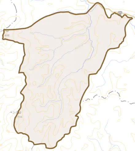 字豊平とその周辺の地図。町の範囲を重ねている