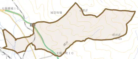 字桜町とその周辺の地図。町の範囲を重ねている