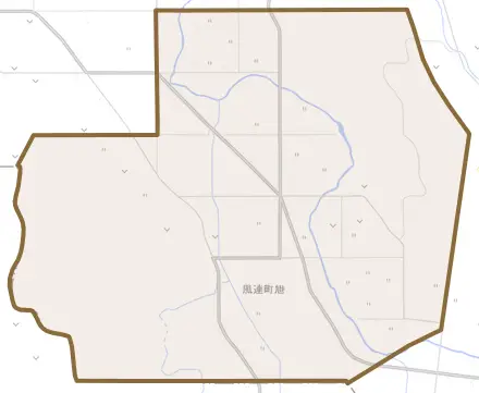 風連町字旭とその周辺の地図。町の範囲を重ねている