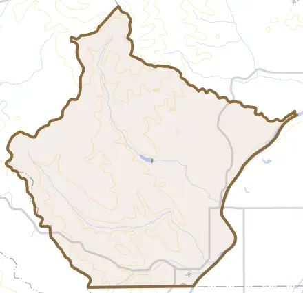 風連町字西風連とその周辺の地図。町の範囲を重ねている