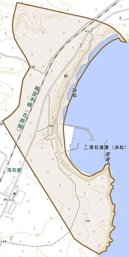 浜松とその周辺の地図。町の範囲を重ねている