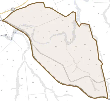 東厚床とその周辺の地図。町の範囲を重ねている