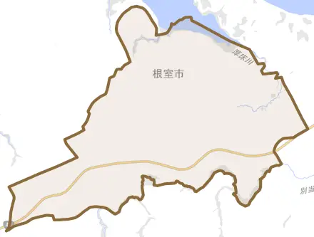 湖南とその周辺の地図。町の範囲を重ねている