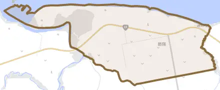 酪陽とその周辺の地図。町の範囲を重ねている