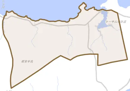 豊里とその周辺の地図。町の範囲を重ねている