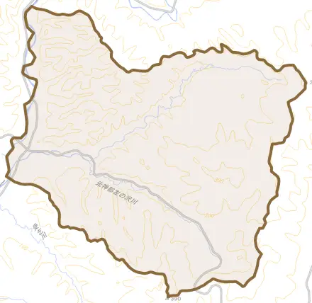 字東川とその周辺の地図。町の範囲を重ねている