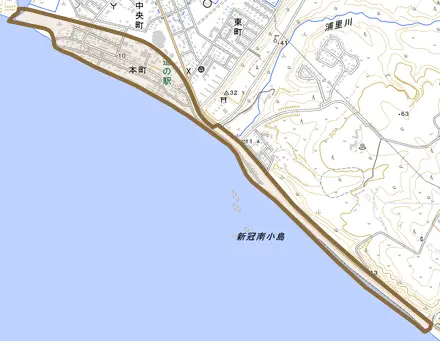 字本町とその周辺の地図。町の範囲を重ねている