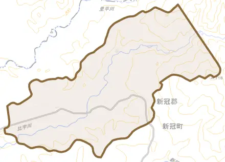 字太陽とその周辺の地図。町の範囲を重ねている