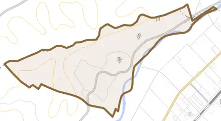 旭台とその周辺の地図。町の範囲を重ねている