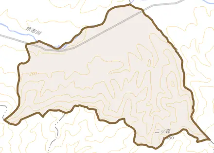 尾根内とその周辺の地図。町の範囲を重ねている