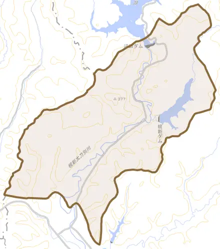 字幌新とその周辺の地図。町の範囲を重ねている