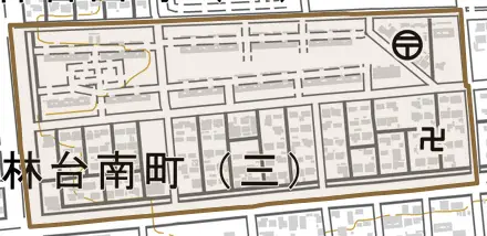 柏林台南町とその周辺の地図。町の範囲を重ねている