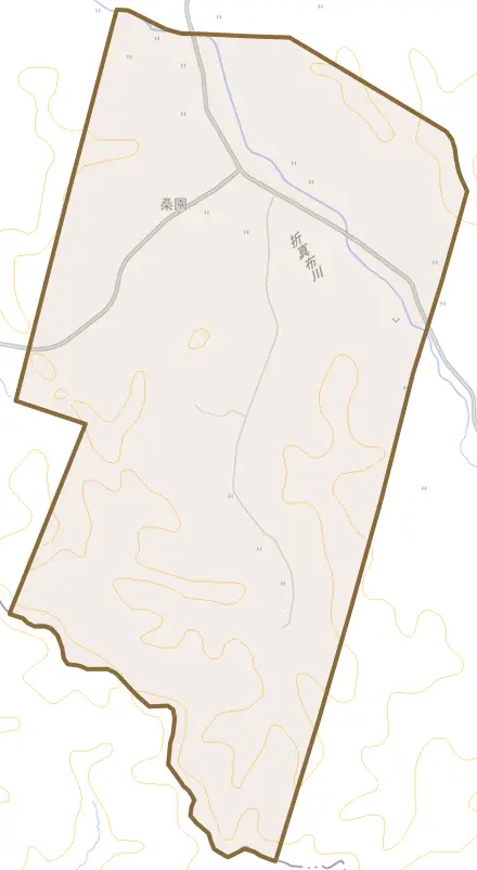 桑園とその周辺の地図。町の範囲を重ねている