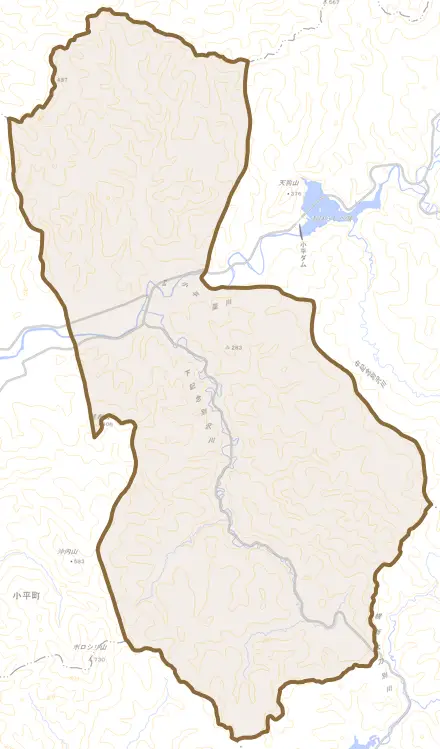 達布とその周辺の地図。町の範囲を重ねている