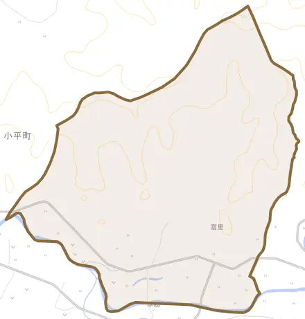富里とその周辺の地図。町の範囲を重ねている