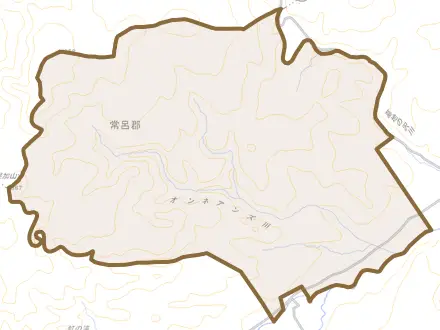 字安住とその周辺の地図。町の範囲を重ねている