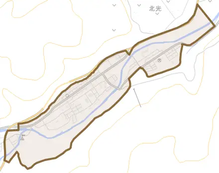 字置戸とその周辺の地図。町の範囲を重ねている