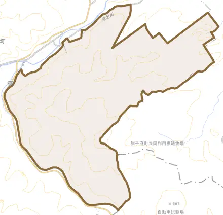 字常盤とその周辺の地図。町の範囲を重ねている