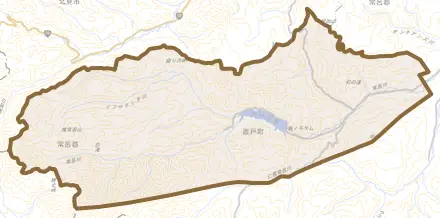 字常元とその周辺の地図。町の範囲を重ねている