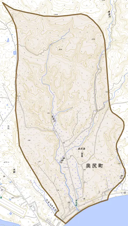 字富里とその周辺の地図。町の範囲を重ねている