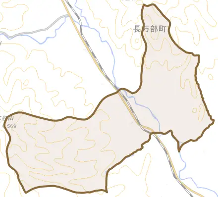 字美畑とその周辺の地図。町の範囲を重ねている
