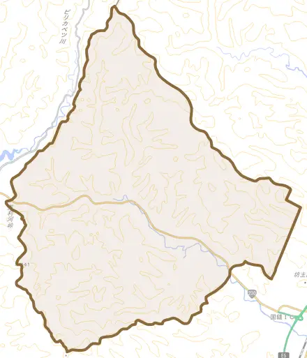 字茶屋川とその周辺の地図。町の範囲を重ねている