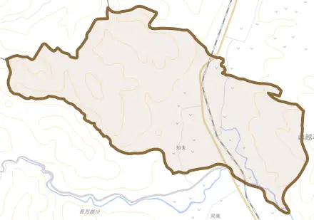 字知来とその周辺の地図。町の範囲を重ねている