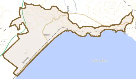 字静狩とその周辺の地図。町の範囲を重ねている
