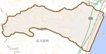字豊野とその周辺の地図。町の範囲を重ねている
