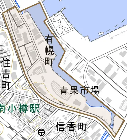 有幌町とその周辺の地図。町の範囲を重ねている