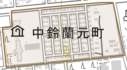 中鈴蘭元町とその周辺の地図。町の範囲を重ねている