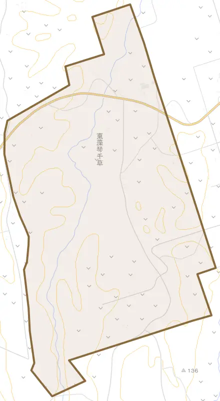 東藻琴千草とその周辺の地図。町の範囲を重ねている