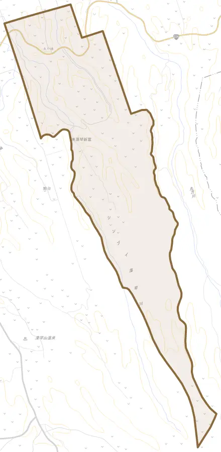 東藻琴新富とその周辺の地図。町の範囲を重ねている