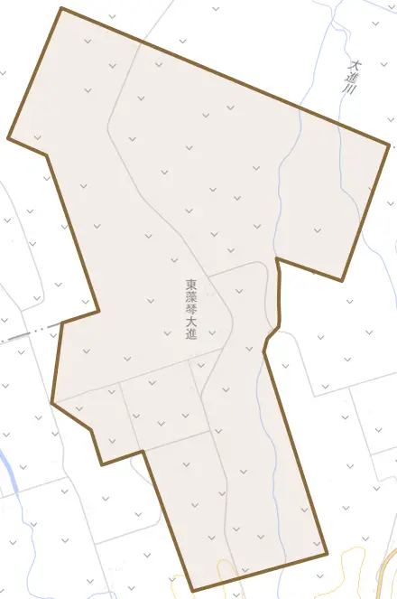 東藻琴大進とその周辺の地図。町の範囲を重ねている