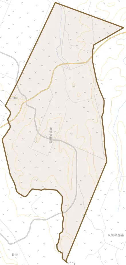 女満別開陽とその周辺の地図。町の範囲を重ねている