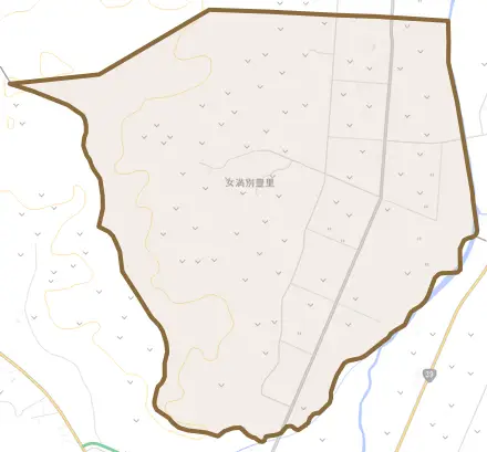 女満別豊里とその周辺の地図。町の範囲を重ねている