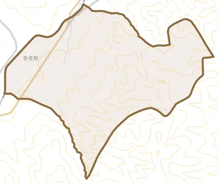 字相生とその周辺の地図。町の範囲を重ねている