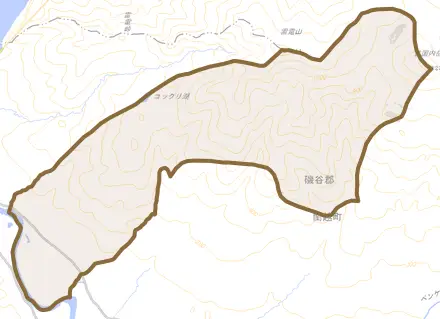 字初田とその周辺の地図。町の範囲を重ねている