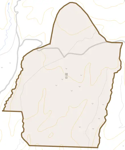 字旭台とその周辺の地図。町の範囲を重ねている