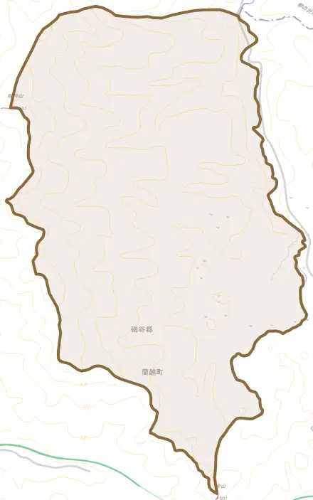 字川上とその周辺の地図。町の範囲を重ねている
