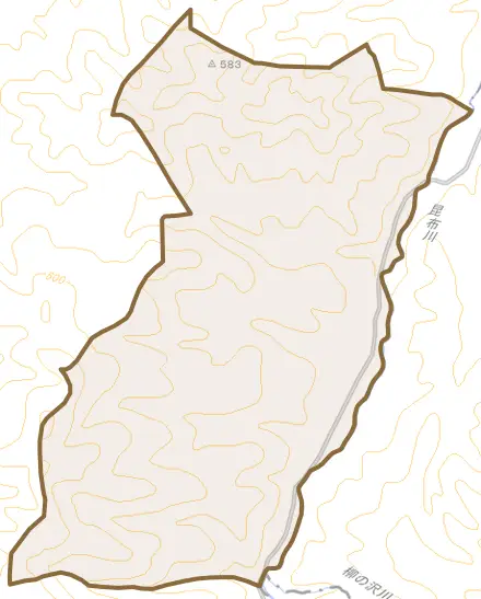 字立川とその周辺の地図。町の範囲を重ねている